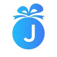 Letter J Gift Box Logo. Giftbox Icon Celebration Logo Element Template vector