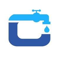 diseño de logotipo de fontanero letra c. plantilla de agua de plomería vector