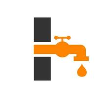 Letter I Plumber Logo Design. Plumbing Water Template vector