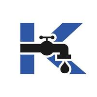 diseño de logotipo de fontanero letra k. plantilla de agua de plomería vector