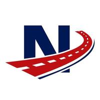 logotipo de transporte de la letra n. por carretera diseño de logotipo transporte signo vector