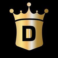 Letter D Crown and Shield Logo Vector Template with Luxury Concept Symbol