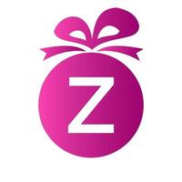 logotipo de la caja de regalo de la letra z. plantilla de elemento de logotipo de celebración de icono de caja de regalo vector