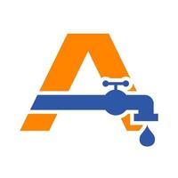 Letter A Plumber Logo Design. Plumbing Water Template vector
