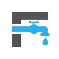 Letter F Plumber Logo Design. Plumbing Water Template vector