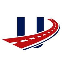 Letter U Transport Logo. Road Logo Design Transportation Sign Symbol vector