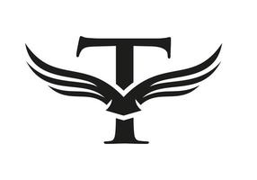logotipo de la letra t para el transporte, la carga, la plantilla vectorial del logotipo de transporte vector