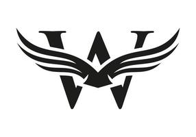 Letter W Wing Logo For Transport, Freight, Transportation Logotype Vector Template