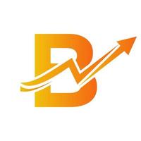 logotipo financiero de la letra b con flecha de crecimiento. signo de logotipo de economía en el alfabeto vector
