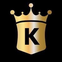 Letter K Crown and Shield Logo Vector Template with Luxury Concept Symbol