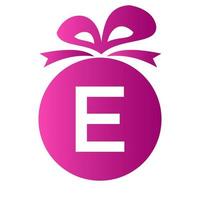Letter E Gift Box Logo. Giftbox Icon Celebration Logo Element Template vector