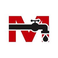 Letter M Plumber Logo Design. Plumbing Water Template vector