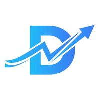 Letter D Financial Logo With Growth Arrow. Economy Logo Sign On Alphabet vector