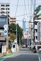 street view with some traffic in the city of Hakata area in Fukuoka,Japan under daytime photo