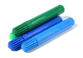 Stack of multicolored felt-tip pens isolated on white background photo