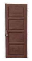 puerta de madera marrón aislada en fondo blanco,trazado de recorte