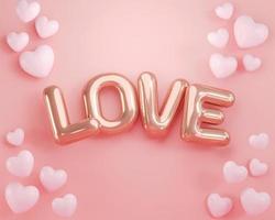 3d rendering. Letter L O V E pink heart  on pink color background. for valentine day design photo