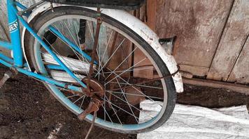 Rear wheel of women's bicycle. photo
