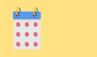 Simple flip calendar. 3D rendering. Icon on yellow background, space for text. photo