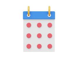 Simple flip calendar. 3D rendering. Icon on white background. photo