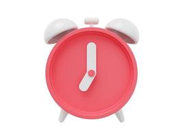 Minimal red cartoon alarm clock. 3D rendering. Icon on white background. photo