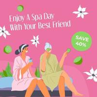 Enjoy spa day with your best friend, promo banner vector