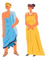 hombre y mujer en la antigua grecia o roma vector