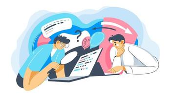 People working on online project searching in web vector