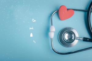 Heart stethoscope and medical symbol.Health care concept. photo