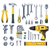 herramientas e instrumentos para reparar y fijar vector