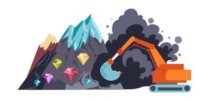 Gem stones and jewel mining, natural resources vector
