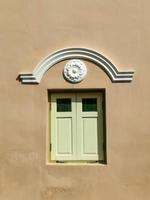 closeup wooden window on vintage and European style. photo