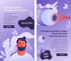 Face recognition home security system, blink video vector