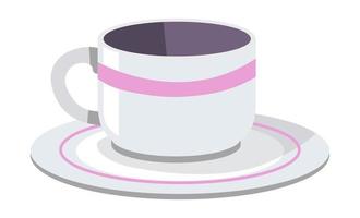 Cup of coffee or tea, dishware mug and plates vector