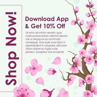 Shop now, download application ten percent off vector