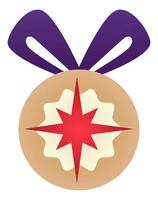 Xmas tree decoration bauble with star or snowflake vector