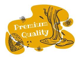 Premium quality bee honey, organic and natural vector