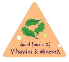 Good source of vitamins and minerals, food label vector