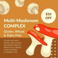 Multi mushroom complex gluten wheat and dairy free vector