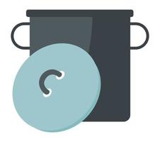 Casserole for cooking, pan with lid kitchenware vector