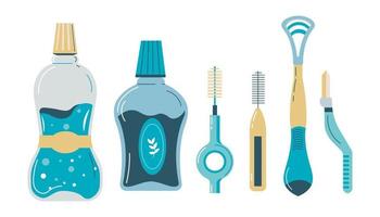 Variety of products for dental and oral hygiene vector