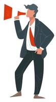 Business manager with megaphone speaker marketing vector