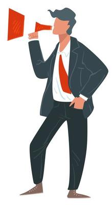Business manager with megaphone speaker marketing