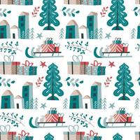 Xmas and new year seamless pattern with trees