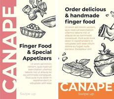 Order delicious handmade finger food, appetizers vector