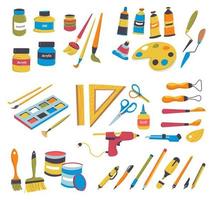 School supplies for art lessons and classes vector