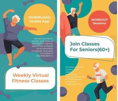 Weekly virtual fitness classes, join online web vector