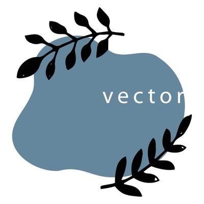 Floral composition with leaves and abstract blot