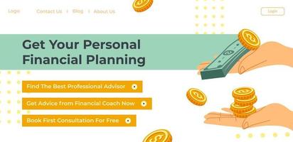 obtenga su solicitud de planificación financiera personal vector