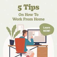 Tips on how to work from home, learn now, courses vector